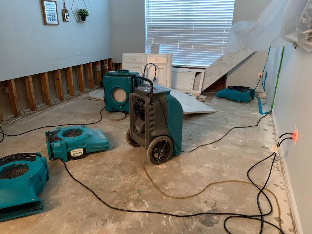 Dehumidifier in flood-cut room for Water Damage Restoration in Pleasant Grove